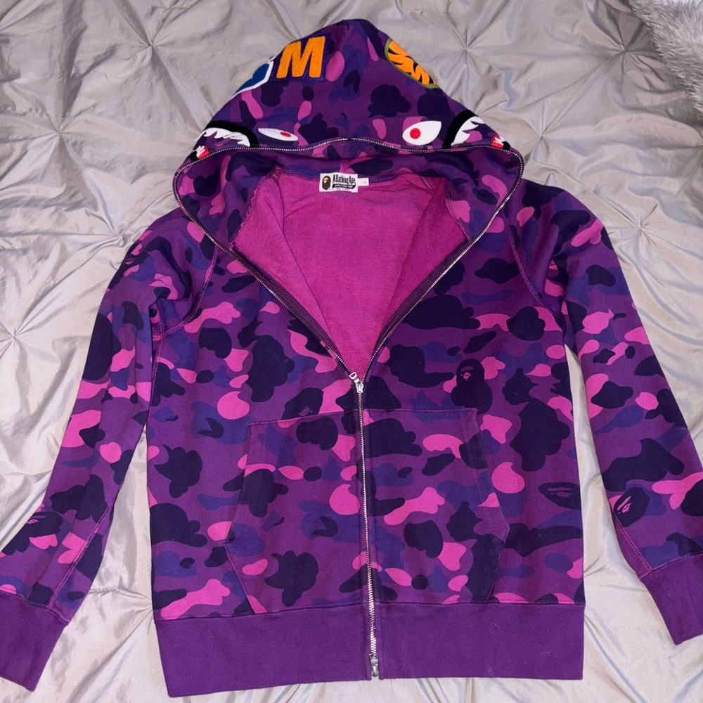 Purple A BATHING APE (BAPE) Color Camo Shark Zip-up Hoodie (2020 - sold out)